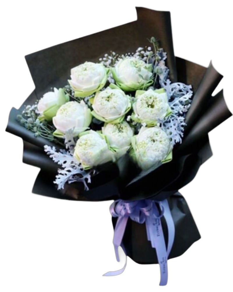 Hoa Bó Dài: Bó Hoa Sen Trắng Tinh Khiết - HBD157 - Hoa 20/11 Tặng cô