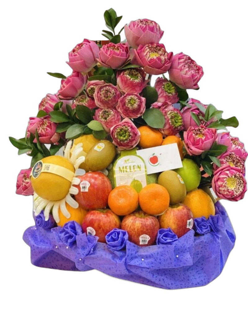 Giỏ Trái Cây: Mâm Trái Cây Mix Hoa Dâng Lễ - GTC136